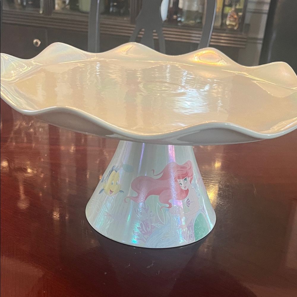 Disney Ariel and Flounder Cake Stand - White and Pink